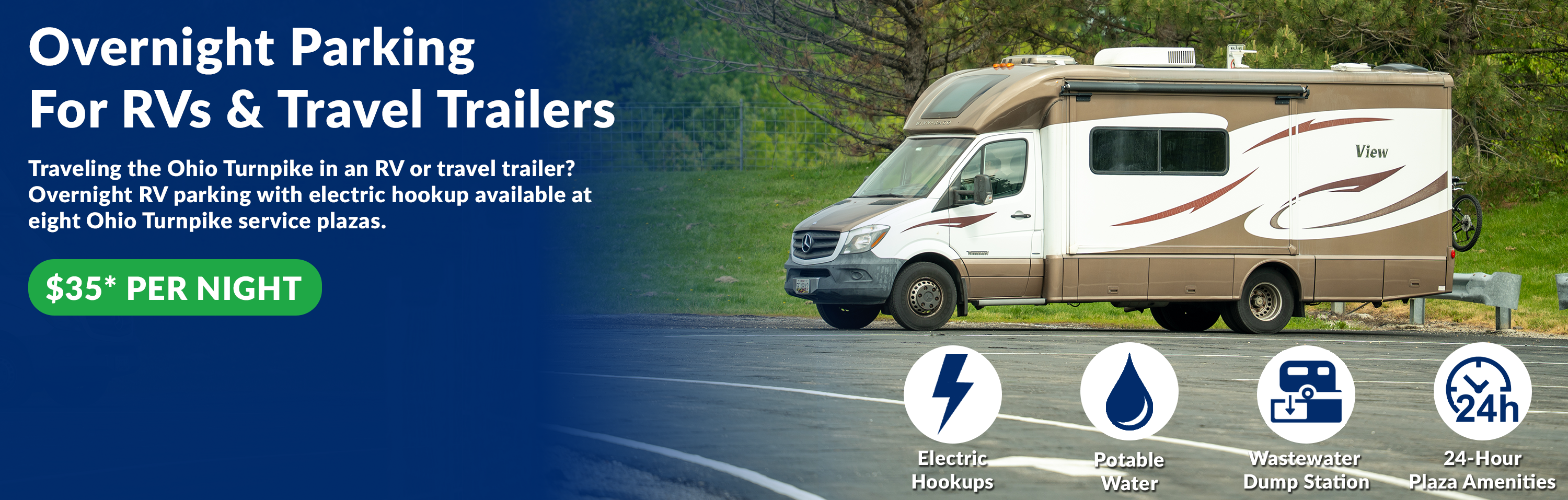 RV overnight parking on the Ohio Turnpike
